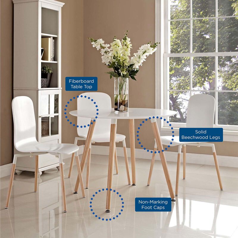 Modway - Track Round Dining Table White