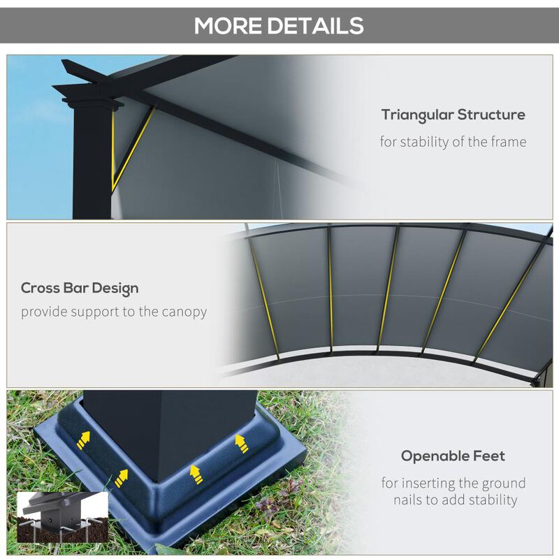 Hivvago Retractable 11' x 11' Outdoor Canopy Pergola image number 5
