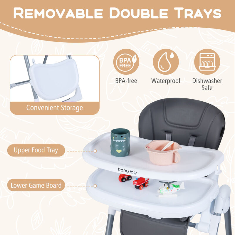 Compact Baby High Chair with Adjustable Height and Reclining Backrest image number 5