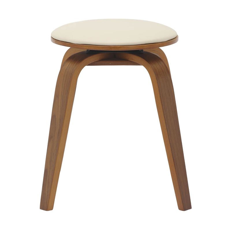 LeisureMod Dining Stool, Upholstered in Leather with Poplar Frame in Stained Finish with Swivel, 18-inch Sitting Stool for Modern Home, Kitchen & Dining Room, Pelya Collection