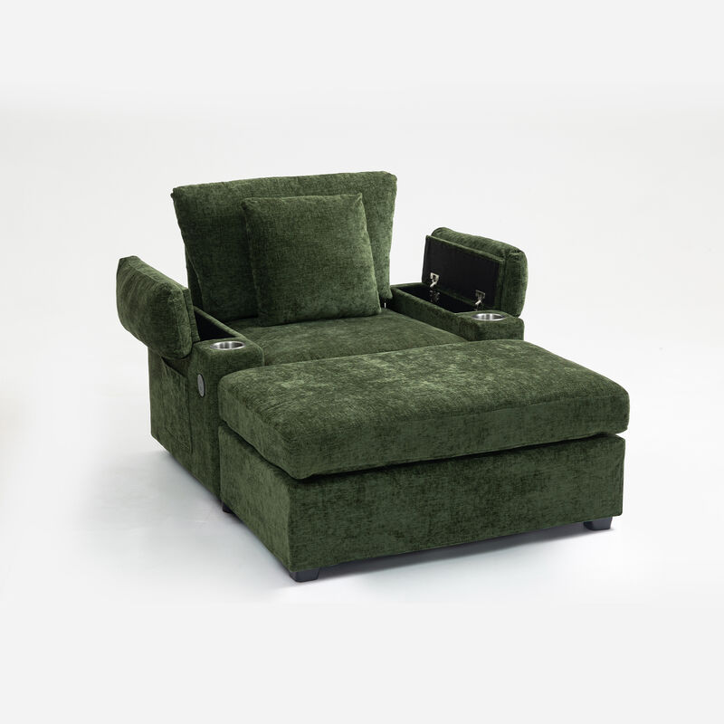 Merax Modern Oversized Chenille Accent Chair with Ottoman & Sofa Bed