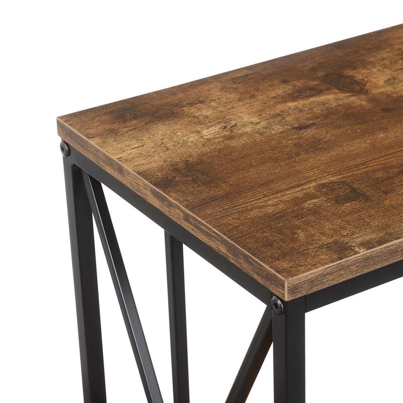 Convenience Concepts Tucson Starburst Chairside End Table with Charging Station and Shelf, Barnwood/Black