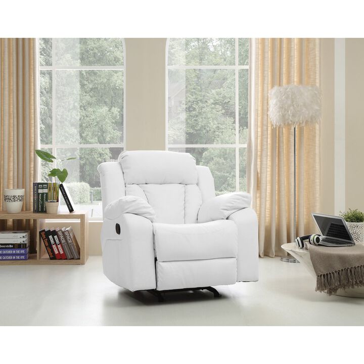 Glory Furniture Daria Rocker Recliner in White Color