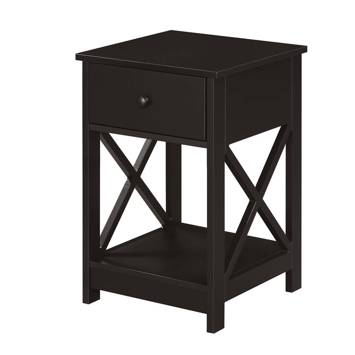 Convenience Concepts Oxford 1-Drawer End Table with Shelf, 15.75 in x 15.75 in x 24 in, Espresso