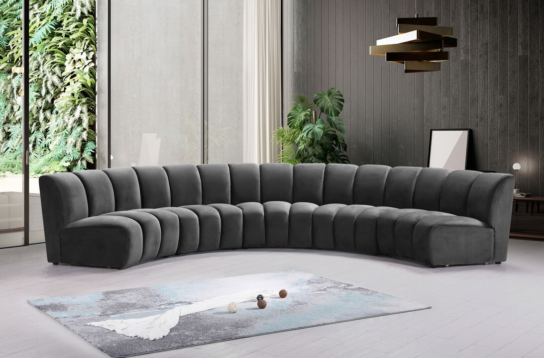 Meridian Furniture Infinity Grey Velvet 5pc. Modular Sectional