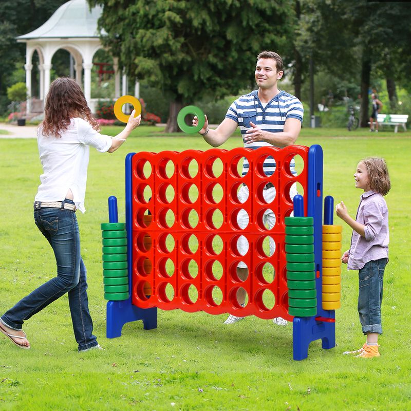 Family-Sized 4-to-Score Game with Jumbo Rings &ndash; Quick-Release Reset for Endless Play