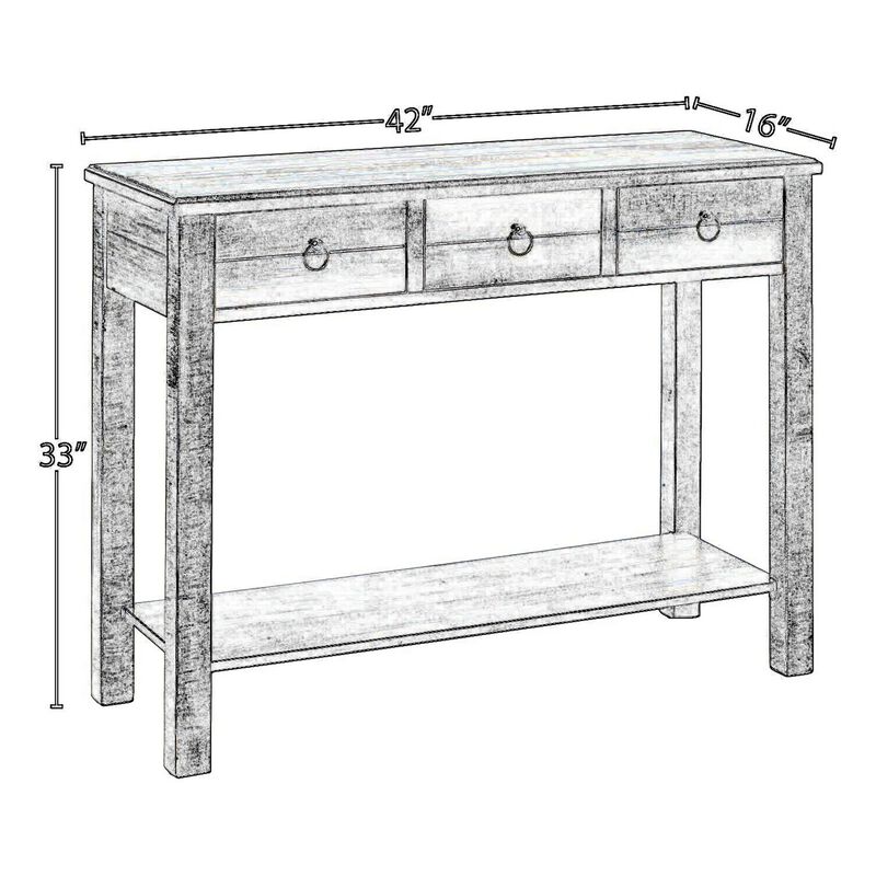 Glancio Beautiful Console Table, Antique Oak & Teal Blue image number 5