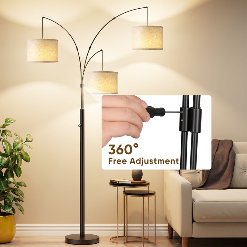 Three-Color Temperature & Dimmable Three-Head Floor Lamp: Create A Cozy Home Lighting Ambiance image number 4