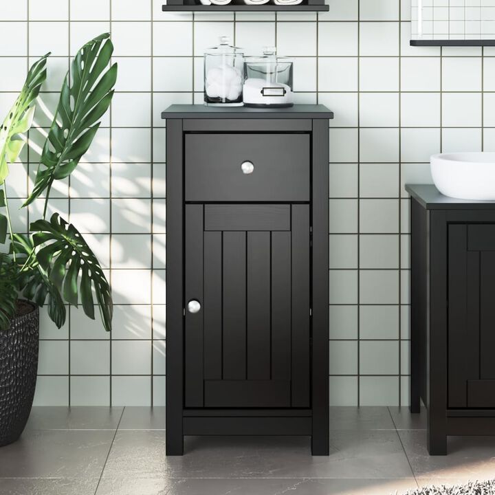 vidaXL Bathroom Cabinet BERG Black 15.7x13.4x31.5 Solid Wood Pine