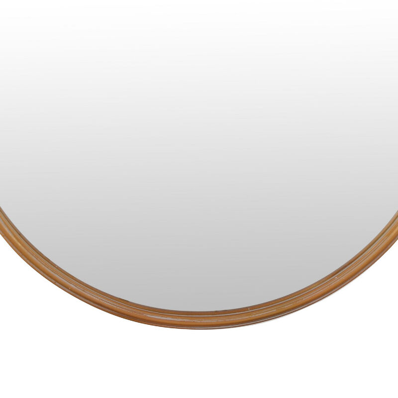 Drek Traditional Round Wall Mirror with Ornate Crest Top, Gold Metal 24x27 image number 6