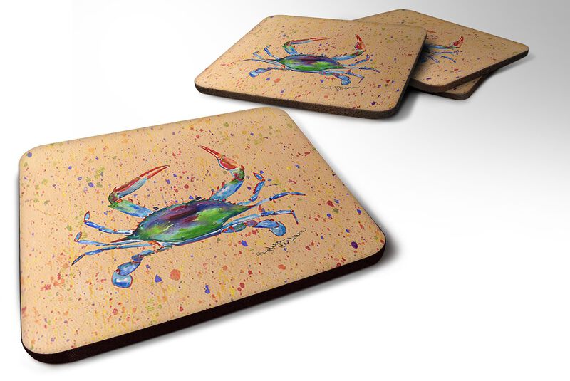 Caroline's Treasures 8467FC Crab Foam Coasters (Set of 4), 3.5 H x 3.5 W, Multicolor