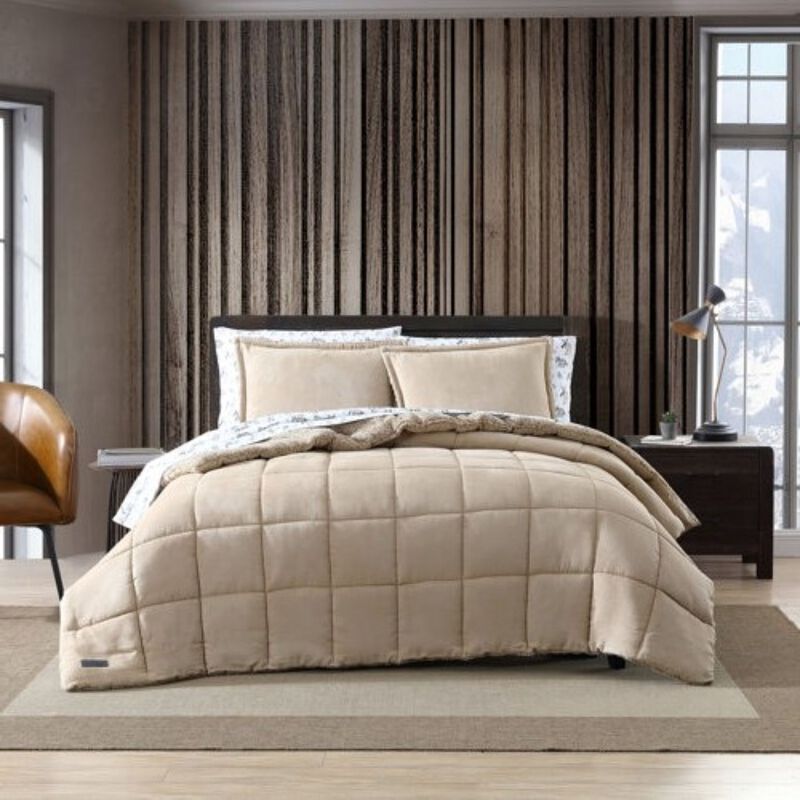 Hivvago Plush Sherpa Reversible Micro Suede Comforter Set