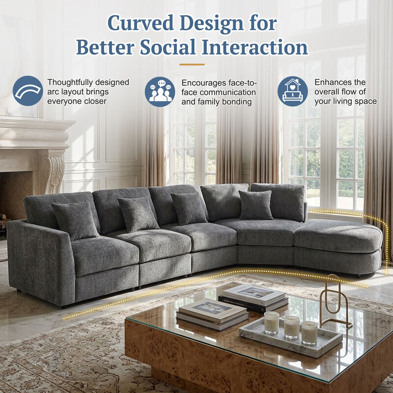 Fimerl Oversized Chenille Sectional Sofa image number 2