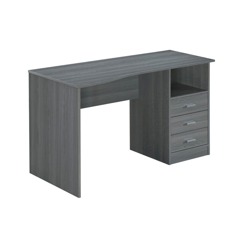 HomeRoots 51" Gray Wood Pedestal Computer Desk With Three Drawers image number 2
