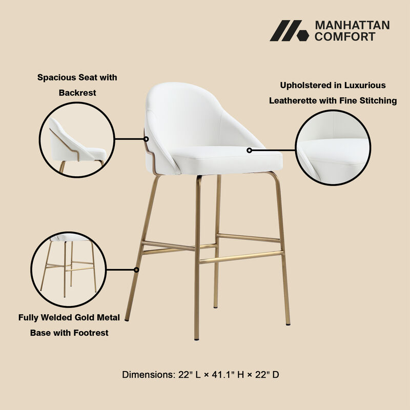 Gracie Barstool in White and Gold