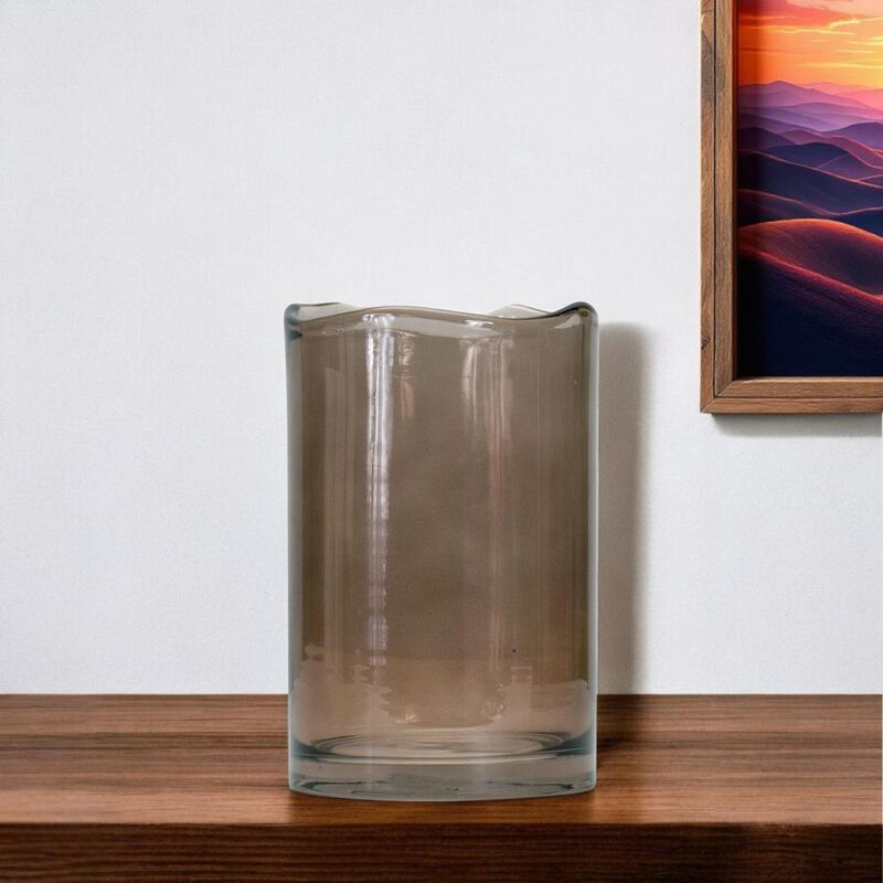 Hivvago 8 Inch Brown Cylinder Glass Table Vase