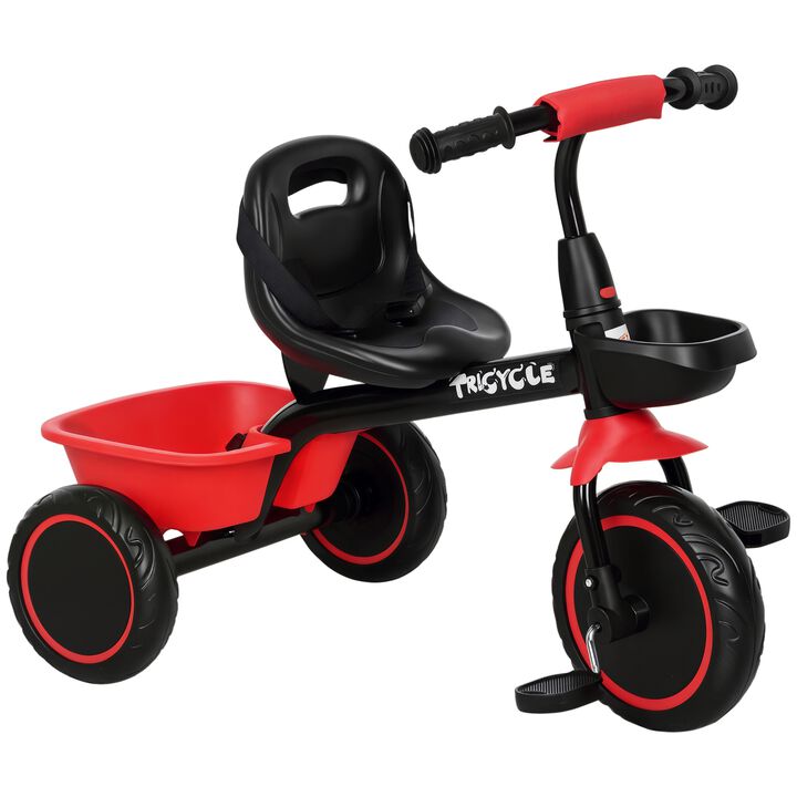 BreeBe Tricycle with Adjustable Seat, Toddler Bike with Storage Baskets