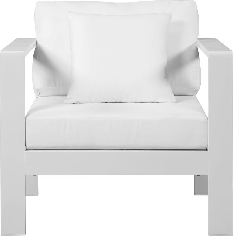 Meridian Furniture Nizuc White Water Resistant Fabric Outdoor Patio Aluminum Arm Chair image number 4