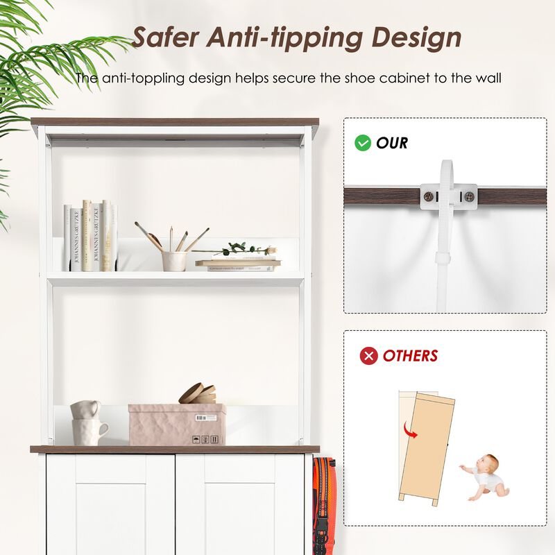Pet Feeding Station with Bowls,Station with Storage,Dogs Cats feeding station with 2-level shelving image number 6