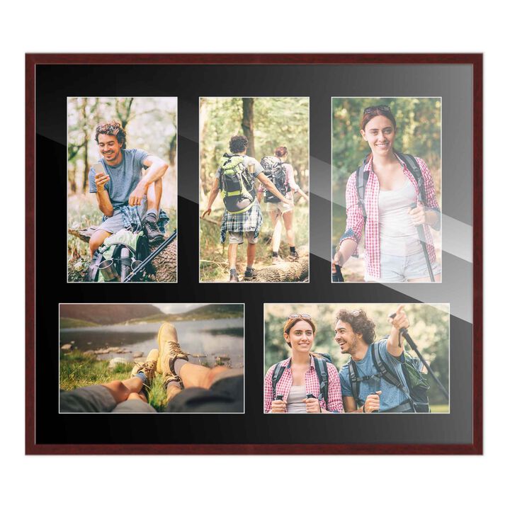 12x14 Wood Collage Frame with a Black Mat for 4x6 Pictures
