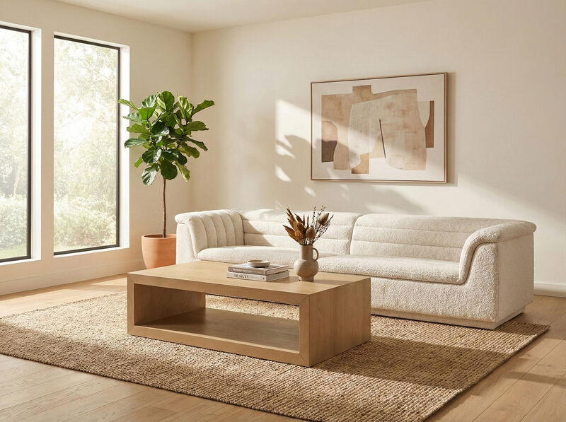 Meridian Furniture Cascade Cream Boucle Fabric Modular Sofa image number 1