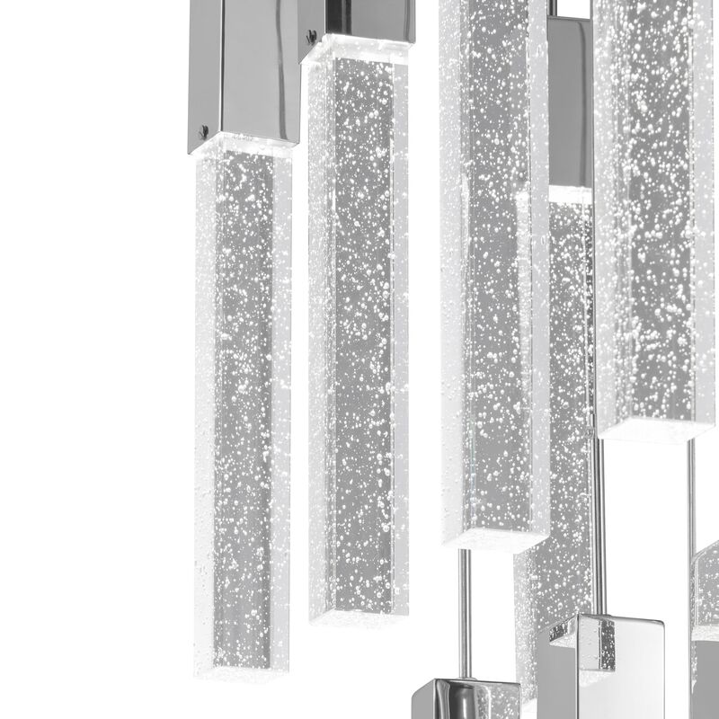 Sparkling Night Chandelier Chrome Metal and Acrylic 25 LED Light Dimmable Extra Large