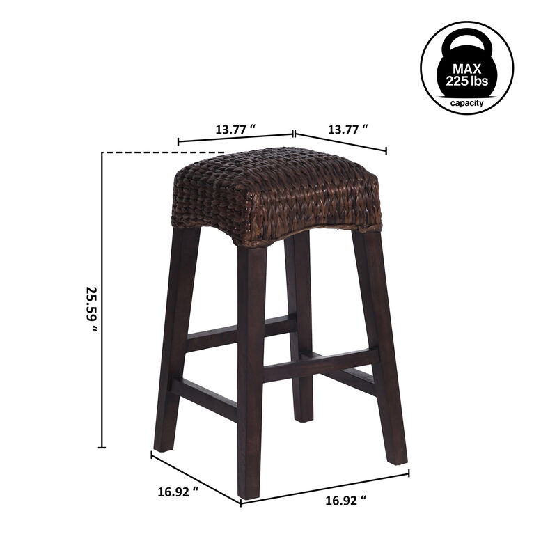 Maui Rustic Bohemian Hyacinth/Wood Backless Stool