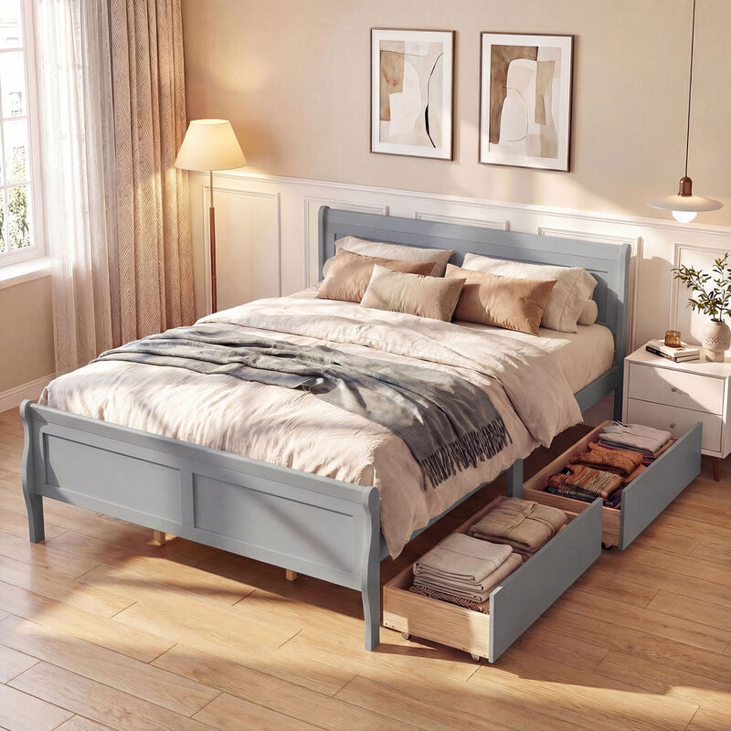 Modern Bed Frame with 2 Underbed Storage Drawers and Footboard image number 5