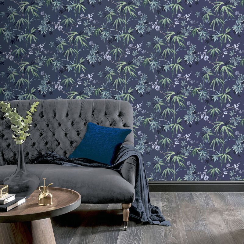 Desi Navy Jasmine Garden Wallpaper image number 3