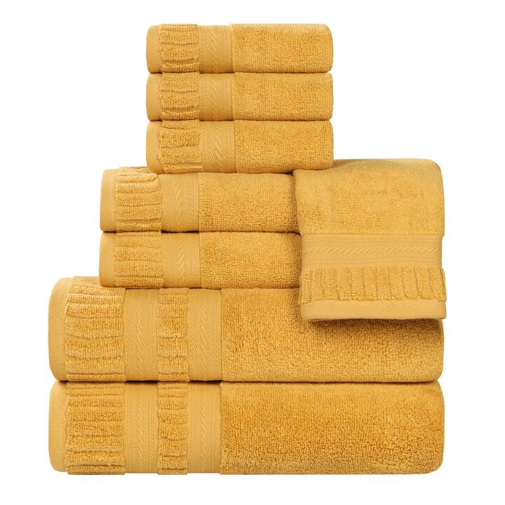 8 Piece Zero Twist Cotton Bath Towel Set Plush Quick Dry Towels