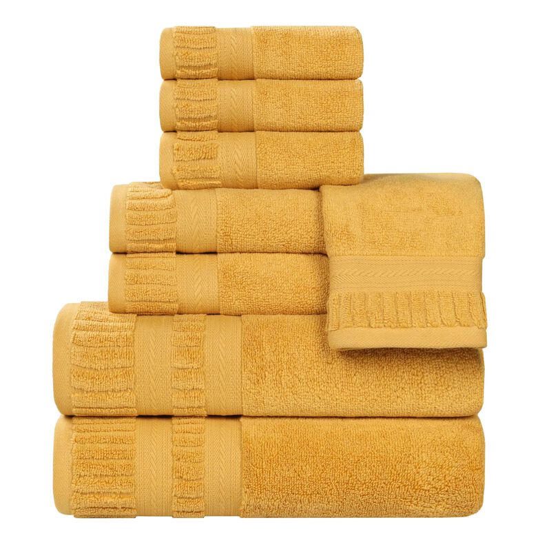 8 Piece Zero Twist Cotton Bath Towel Set Plush Quick Dry Towels image number 0