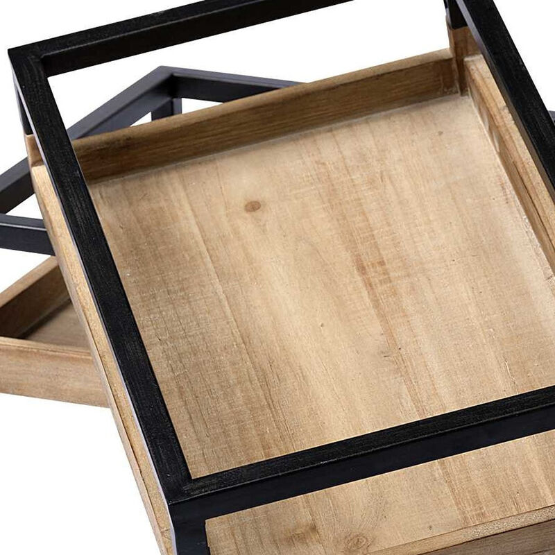 Set of 2 Wood Trays with Handles – Sturdy Serving Trays for Indoor, Outdoor, and Entertaining Use