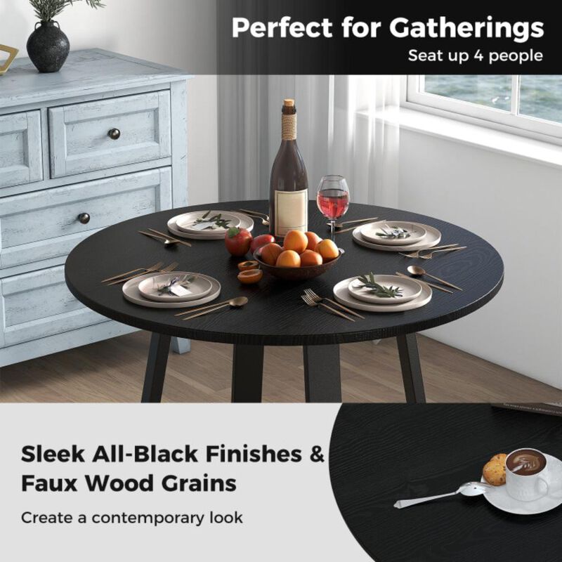 Hivvago 36 Inch Mid-Century Round Dining Table with Pedestal Base for Dining Room