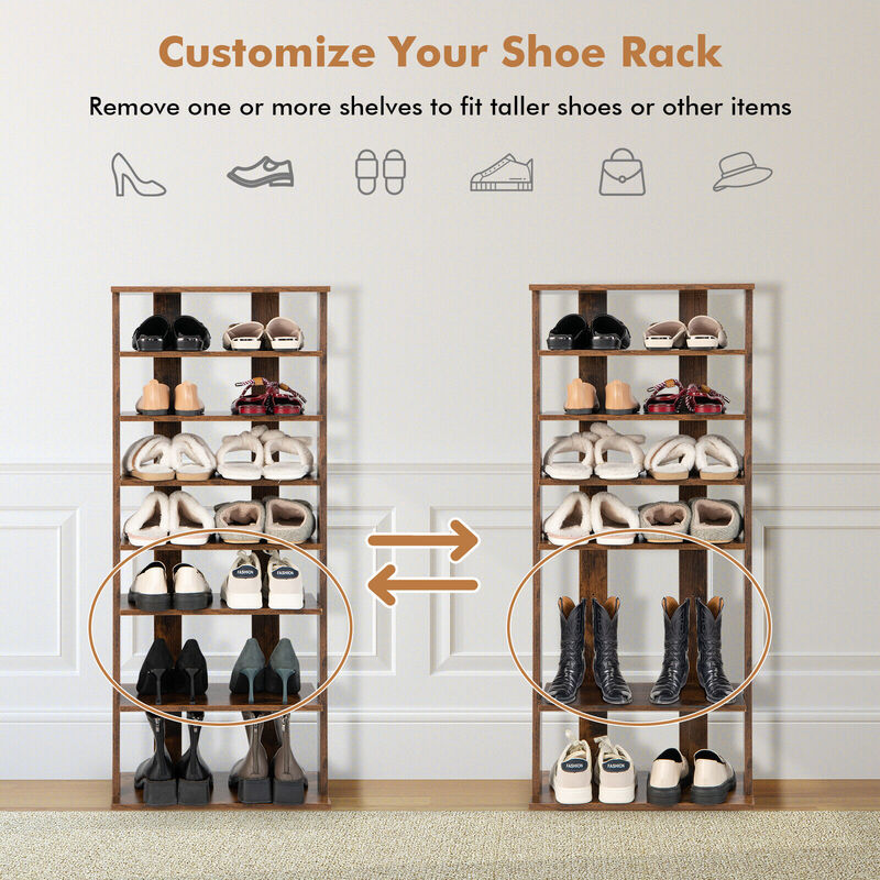7-Tier Dual Shoe Rack Free Standing Shelves Storage Shelves Concise