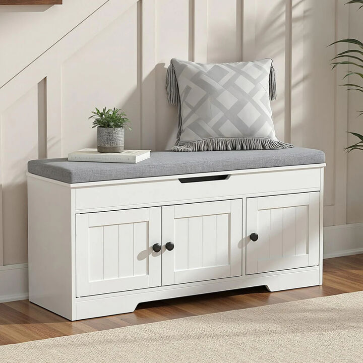 3-Tier Wooden Shoe Storage Bench for Entryway, Long Shoe Organizer
