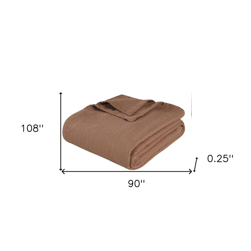 HomeRoots King Taupe Cotton Woven Chevron Blanket image number 2