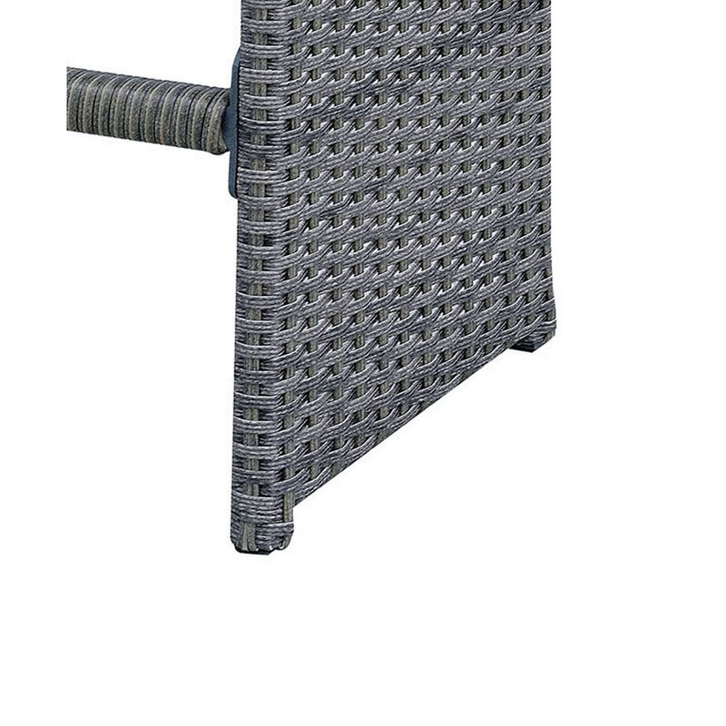 6 Piece Patio Bar Stool In Aluminum Wicker Frame And Padded Fabric Seat, Gray-Benzara