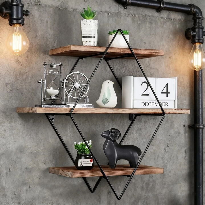 3 Tier Wall Floating Ledge Shelves Wall Decor Storage Shelf Booke Display Rack