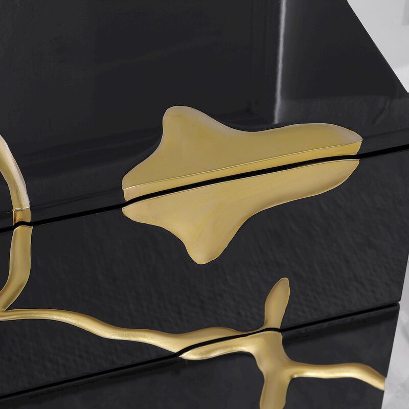Best Master Furniture Trevello High-Gloss Lacquered Right Nightstand, Gold Accents (Black) image number 7