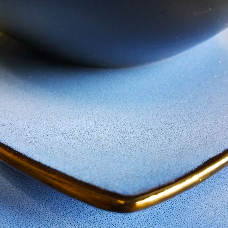 Gibson Soho Lounge 16 Piece Square Stoneware Dinnerware Set in Blue and Black