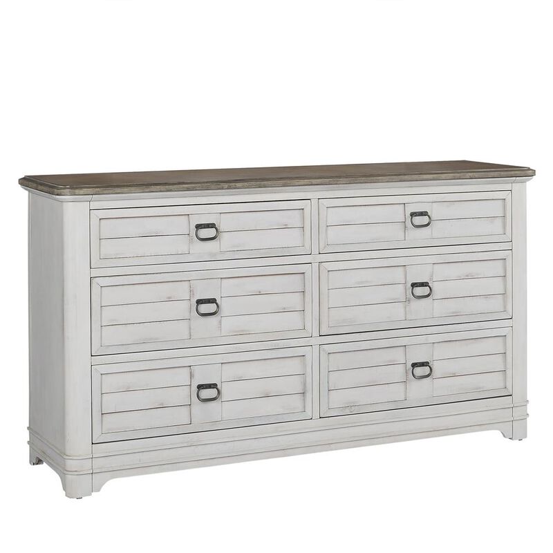 American Woodcrafters Meadowbrook Dresser - Whitewash - Sand Top