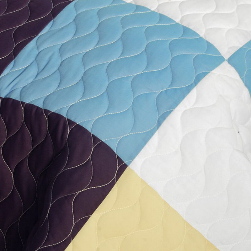 3 Piece Vermicelli Quilted Patchwork Quilt Set Handsome Prince Collection image number 2