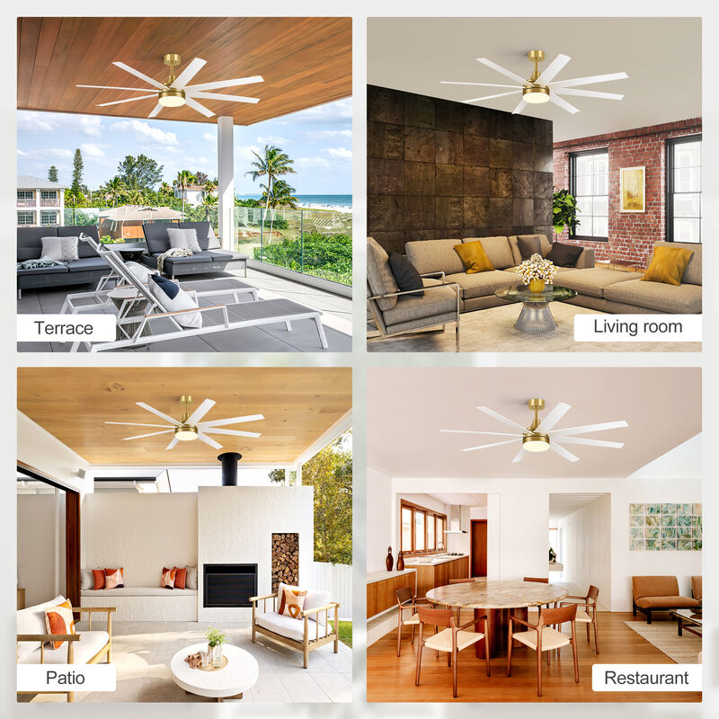 Breezary 65" LED Ceiling Fan with Light, 8 Blade, 6 Speed DC Motor, Remote Control image number 6
