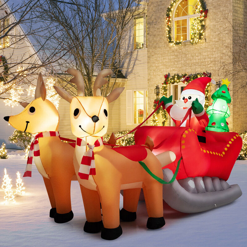 7.2 Feet Long Christmas Inflatable Santa Rides Sled with LED Lights image number 2