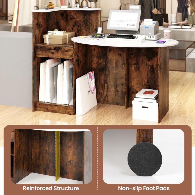 Hivvago Modern Reception Desk Front Counter Desk with Oval Tabletop