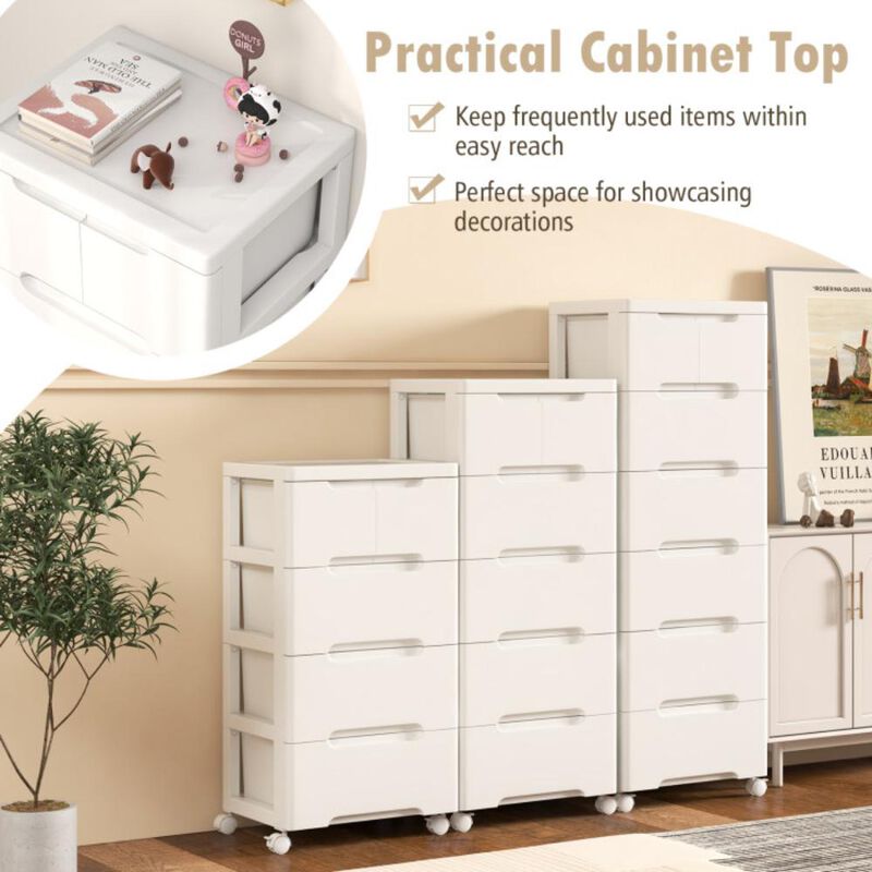 Hivvago Rolling Storage Cabinet with Universal Wheels and Drawers