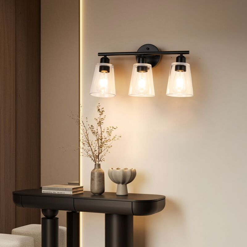 Vanity Light with Tapered Clear Glass Shade and For Hallway or Bathroom image number 4