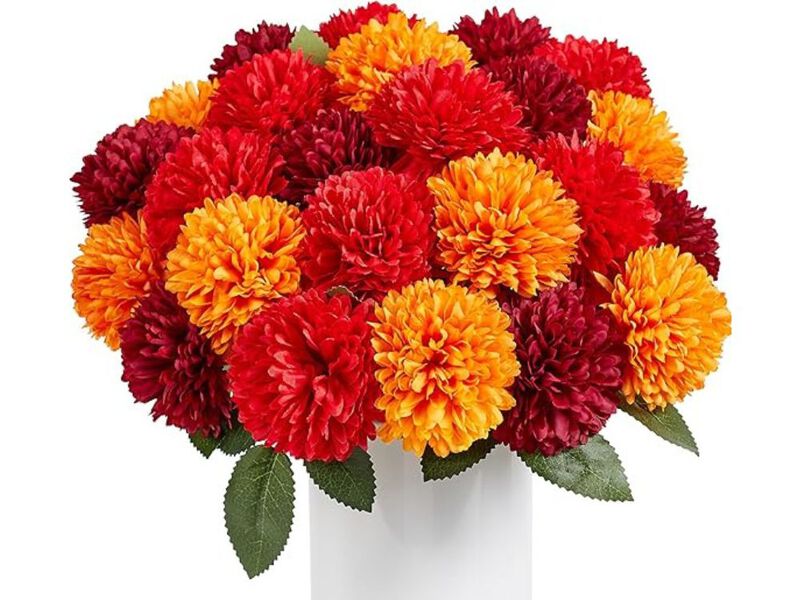 12 Piece Burgundy Artificial Chrysanthemum Flowers Wedding Centerpiece Decor image number 0