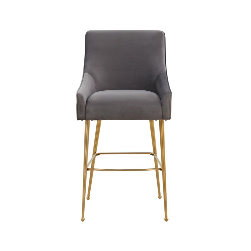 Casafoyer Beatrix Dark Grey Velvet Bar Stool - Gold Legs image number 2