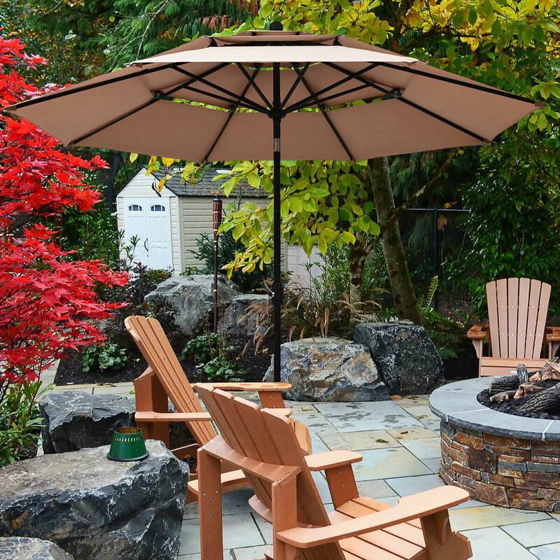 Mondawe 10 Feet 3 Tier Outdoor Patio Umbrella with Double Vented